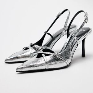 ZARA Silver sling backs